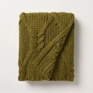 Hearth & Hand with Magnolia cable Solid Rib Stripe‎ Knit Throw Blanket Green NWT